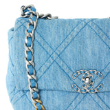 CHANEL BLUE QUILTED DENIM MEDIUM 19 FLAP BAG