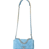 CHANEL BLUE QUILTED DENIM MEDIUM 19 FLAP BAG