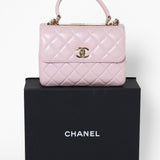 Chanel Lammskinn Quiltad Liten Trendig CC Flap Väska med dubbla handtag Rosa