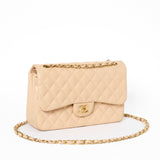 Chanel Beige Quiltat Läder Jumbo Classic Double Flap Bag