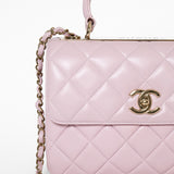 Chanel Lammskinn Quiltad Liten Trendig CC Flap Väska med dubbla handtag Rosa