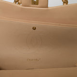 Chanel Beige Quiltat Läder Jumbo Classic Double Flap Bag