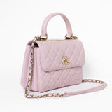 Chanel Lammskinn Quiltad Liten Trendig CC Flap Väska med dubbla handtag Rosa