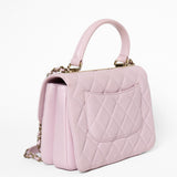 Chanel Lammskinn Quiltad Liten Trendig CC Flap Väska med dubbla handtag Rosa