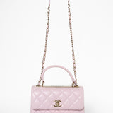 Chanel Lammskinn Quiltad Liten Trendig CC Flap Väska med dubbla handtag Rosa