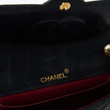 1980-tals Chanel svart quiltad lammskinn Vintage Single Flap Bag