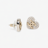 CHANEL STRASS CC HEART EARRINGS