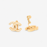 CHANEL CC RHINESTONE EARCLIPS