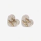 CHANEL STRASS CC HEART EARRINGS