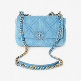 CHANEL QUILTAD DENIM MEDIUM 19 FLAP